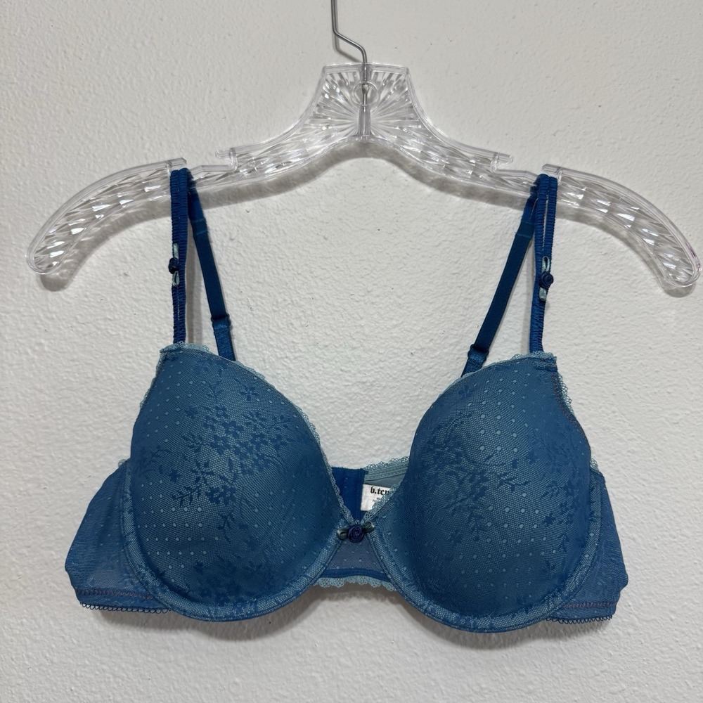 Wacoal b. Tempt'd Bright Blue Lace T Shirt Bra Womens Size 36C